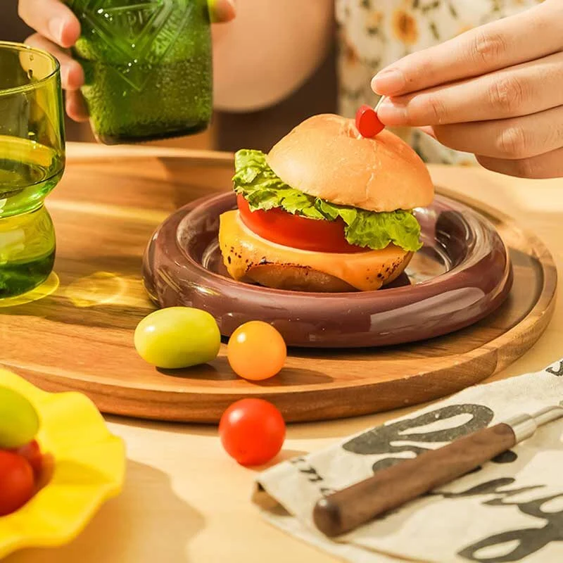 Hamburger Inspired Ceramic Bowl & Plate Set – Creative Tableware (3)