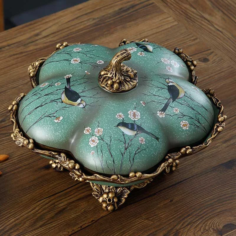 High Foot Vintage Multi Compartment Resin Fruit Plate – Teal Green Luxury (1)