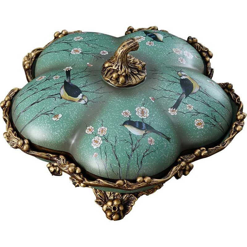 High Foot Vintage Multi Compartment Resin Fruit Plate – Teal Green Luxury (5)
