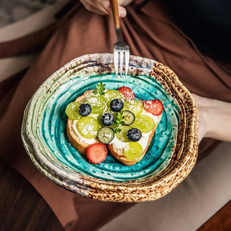 Ice Crack Glaze Ceramic Deep Plate – Pond Inspired Shape (3)