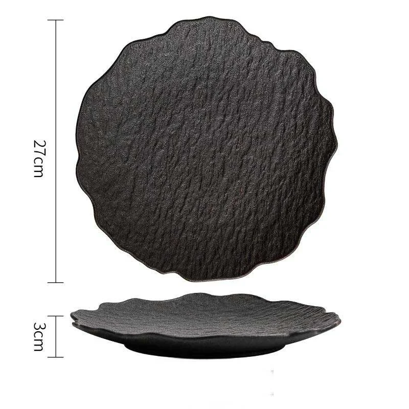 Japanese Style Black & White Stone Pattern Ceramic Tableware Set (7)