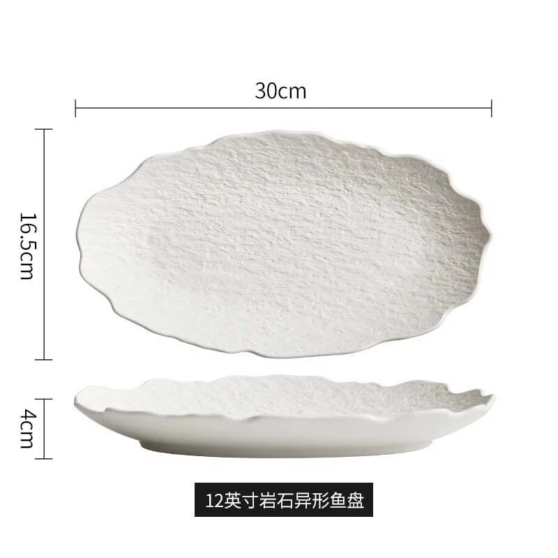 Japanese Style Black & White Stone Pattern Ceramic Tableware Set (9)