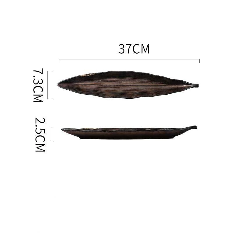 Japanese Style Creative Leaf Shaped Sanma Plate (3)