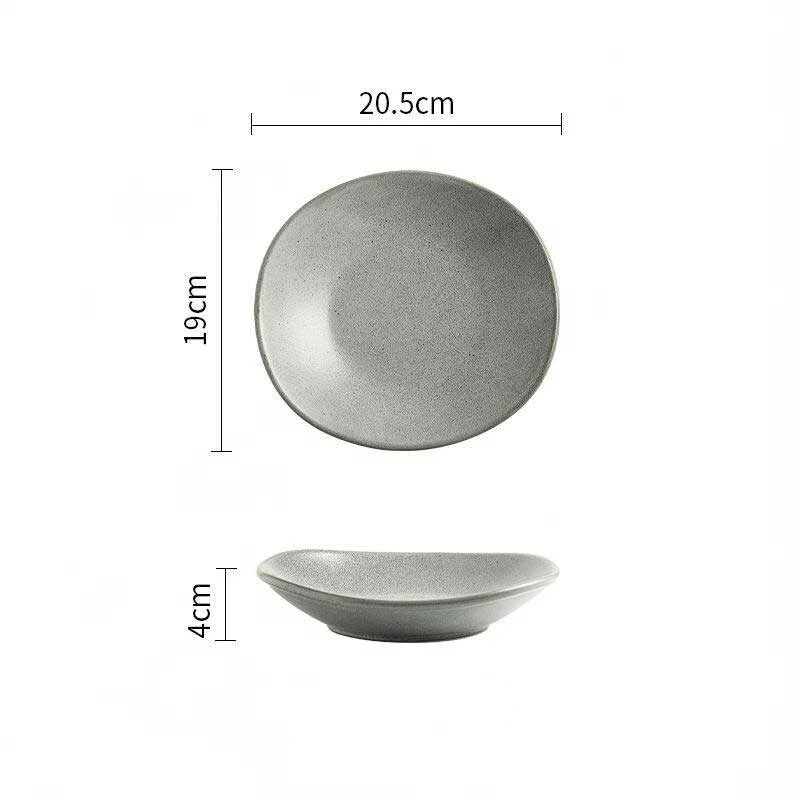 Kiln Transmutation Green Gray Japanese Vintage Shallow Ceramic Plate (4)