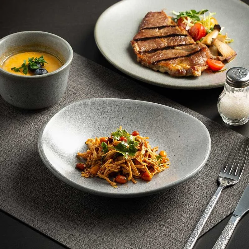 Kiln Transmutation Green Gray Japanese Vintage Shallow Ceramic Plate (6)