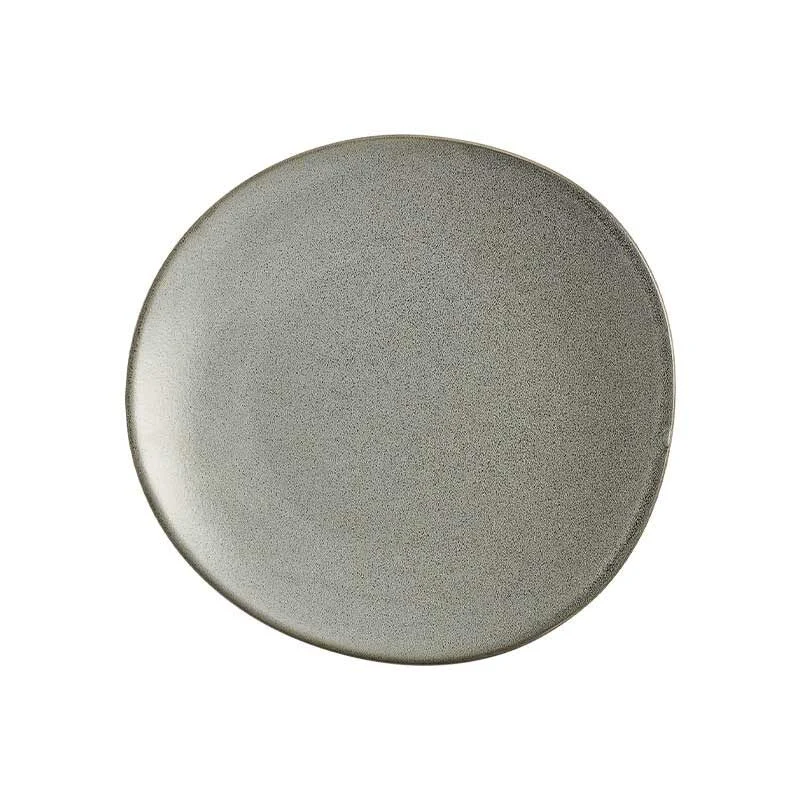 Kiln Transmutation Green Gray Japanese Vintage Shallow Ceramic Plate (8)