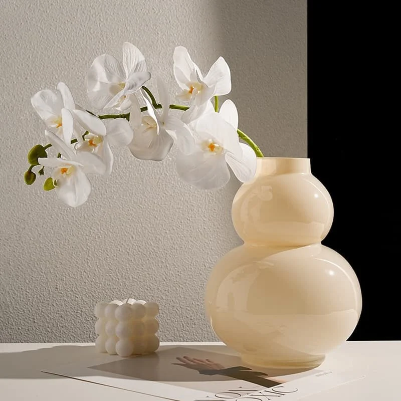 Lumi Cream Glass Gourd Vase (4)