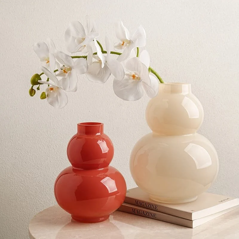 Lumi Cream Glass Gourd Vase (5)