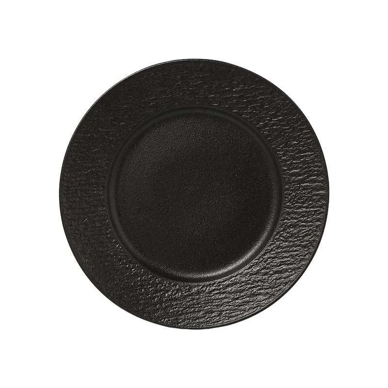 Matte Black Ceramic Plate With Marble Texture (4)