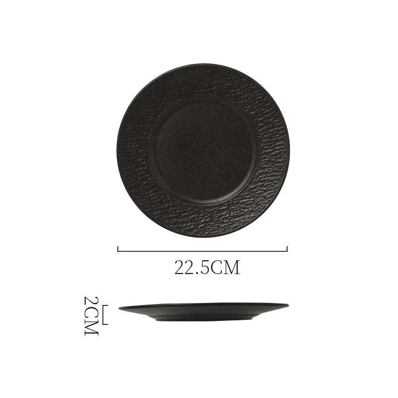 Matte Black Ceramic Plate With Marble Texture (5)