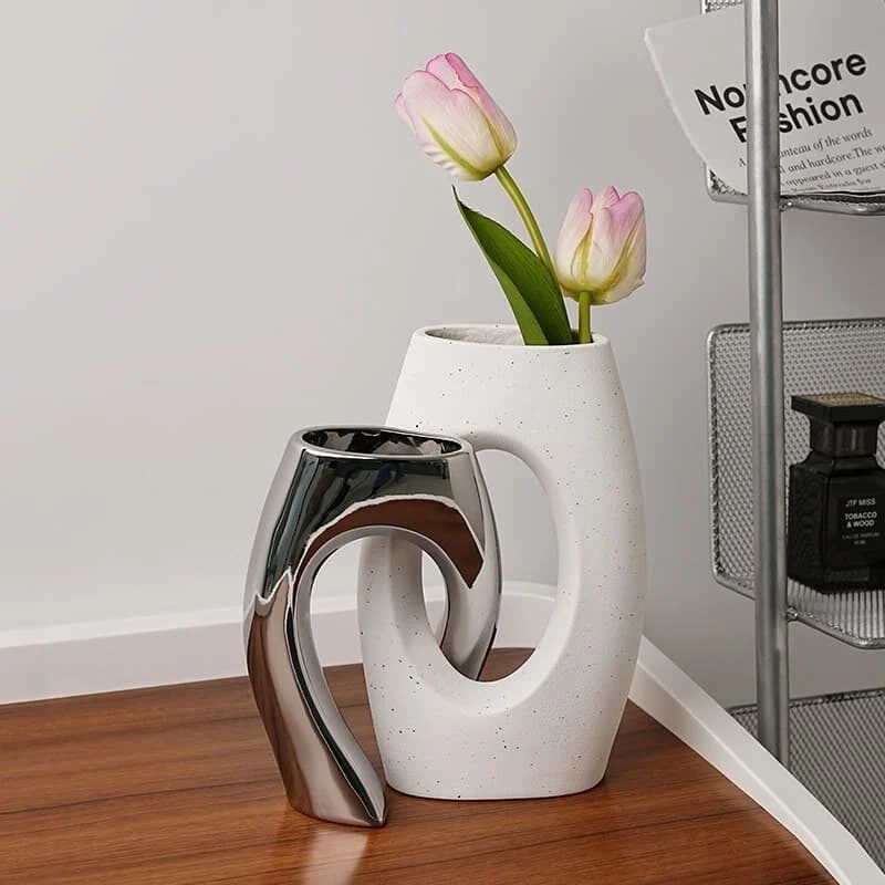 Minimalist Cross Form Asymmetric Ceramic Vase (2)