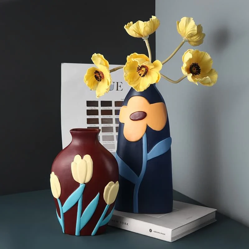 Morandi Color Block Ceramic Vase (1)