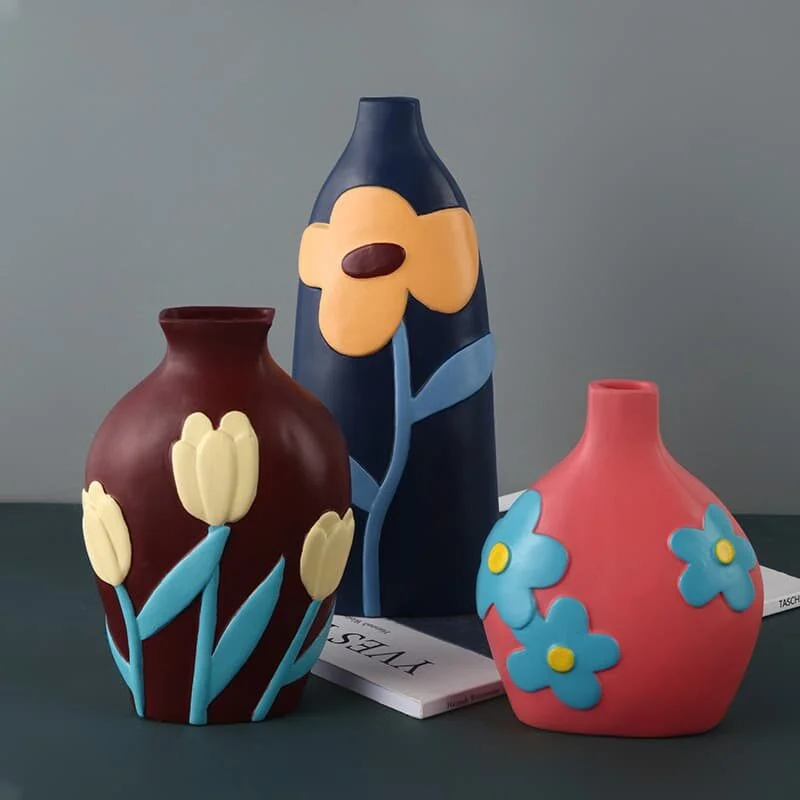 Morandi Color Block Ceramic Vase (2)