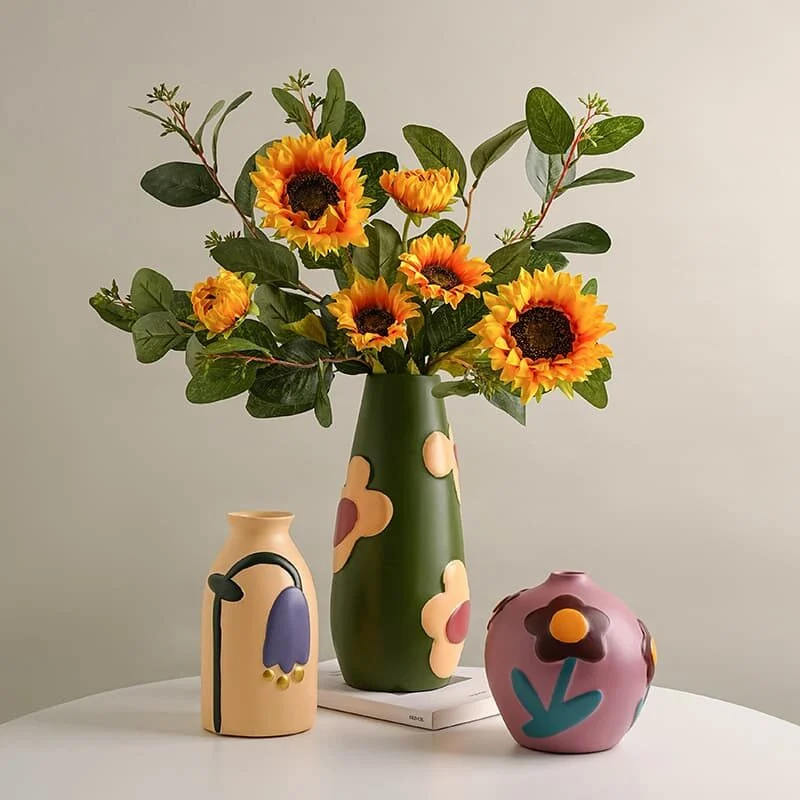 Morandi Color Block Ceramic Vase – Modern Artistic Accent (1)