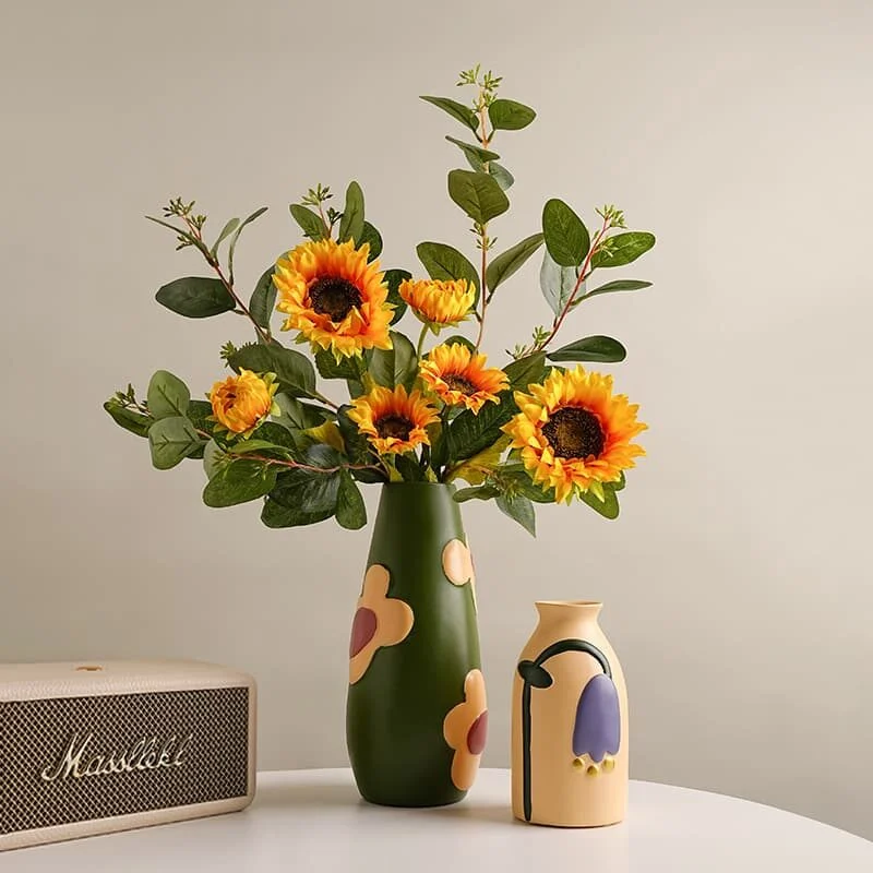 Morandi Color Block Ceramic Vase – Modern Artistic Accent (2)