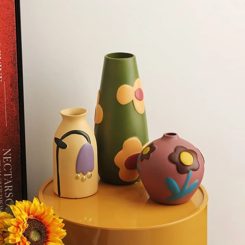 Morandi Color Block Ceramic Vase – Modern Artistic Accent (3)