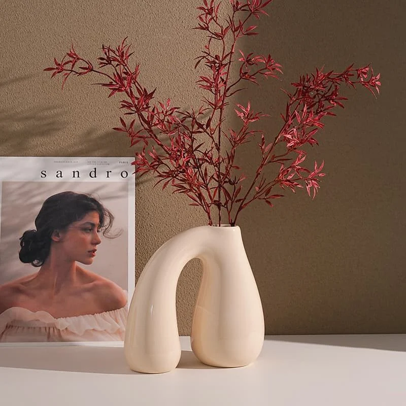 Morandi Colored Irregular Arch Ceramic Vase – Artistic Fusion Style (2)