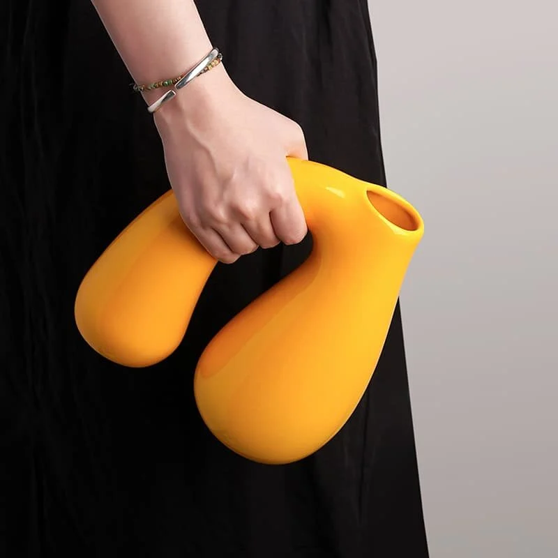 Morandi Colored Irregular Arch Ceramic Vase – Artistic Fusion Style (3)