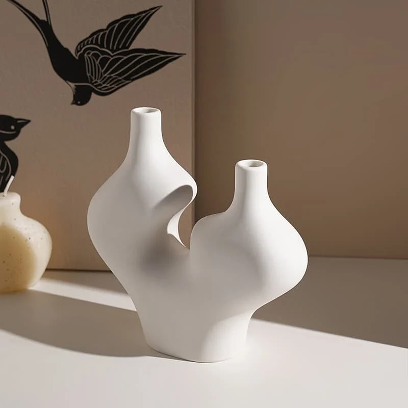 Nordic Minimalist Double Peak Ceramic Vase (5)
