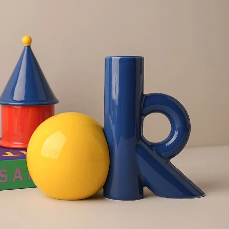 Ok Shaped Ceramic Vase – Colorful Minimalist Sculpture (2)