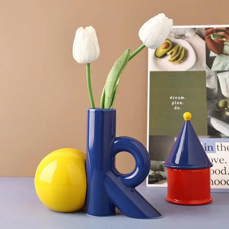 Ok Shaped Ceramic Vase – Colorful Minimalist Sculpture (4)