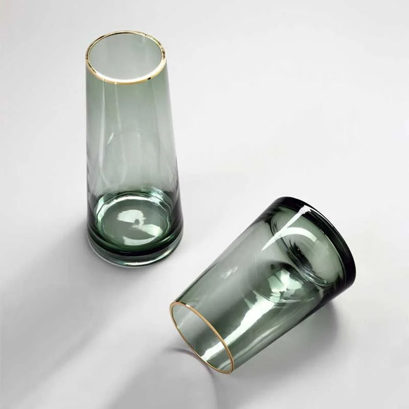 Obsidian Gold Trim Glass Vase (1)