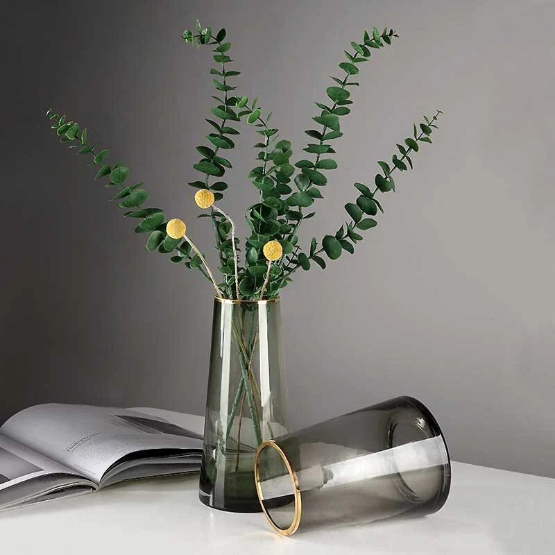 Obsidian Gold Trim Glass Vase (4)