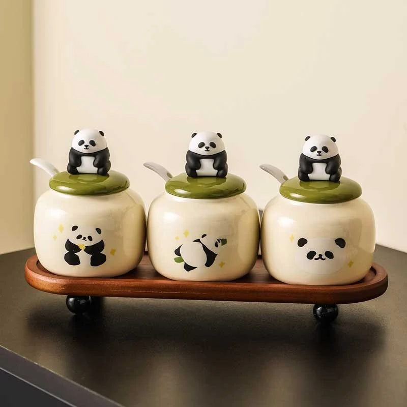 Panda Ceramic Spice Jar Set (3)