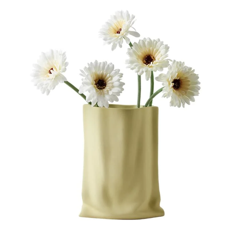 Paper Bag Shaped Ceramic Vase – Minimalist Modern Décor (8)