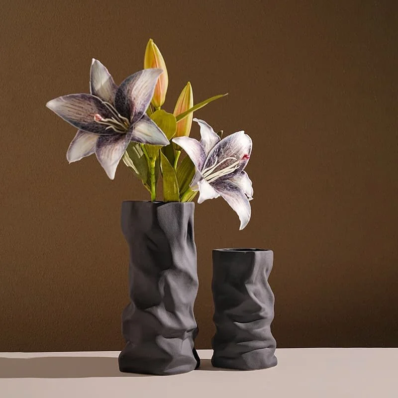 Pleated Texture Ceramic Vase (2)