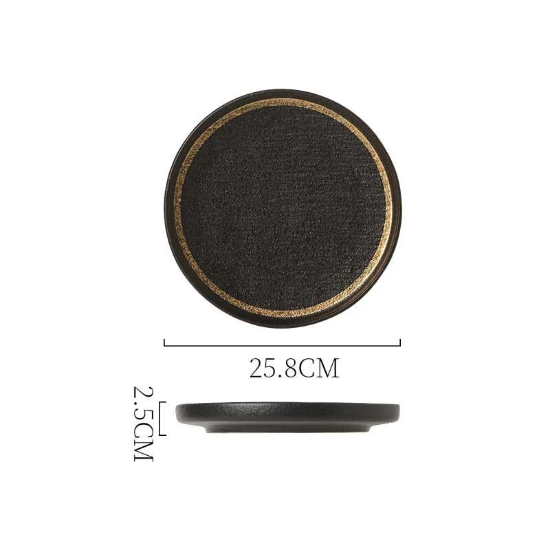 Premium Black Stone Texture Ceramic Steak Plate – Modern Luxury Dining (7)