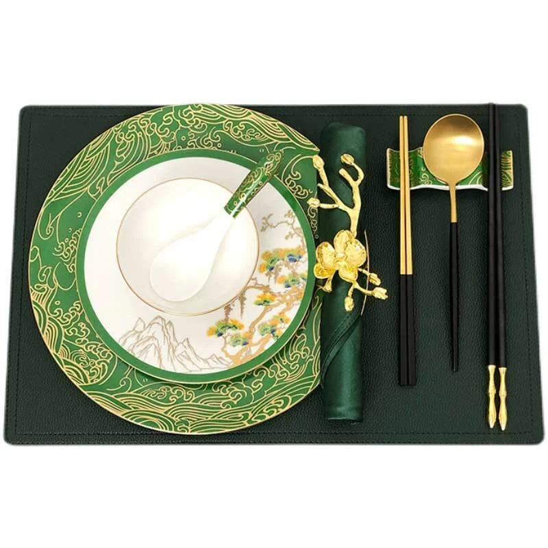 Premium Green Chinese Ceramic Tableware Set (1)