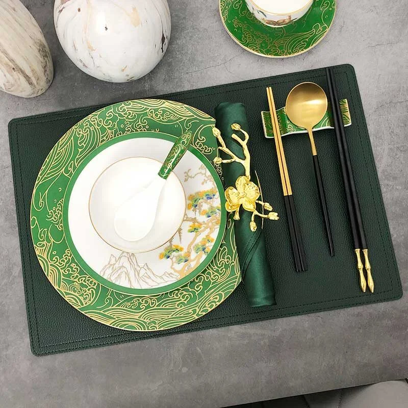 Premium Green Chinese Ceramic Tableware Set (2)