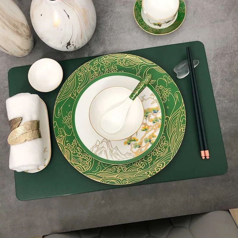 Premium Green Chinese Ceramic Tableware Set (4)