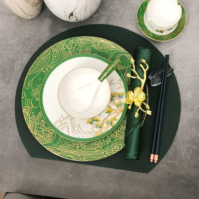 Premium Green Chinese Ceramic Tableware Set (5)