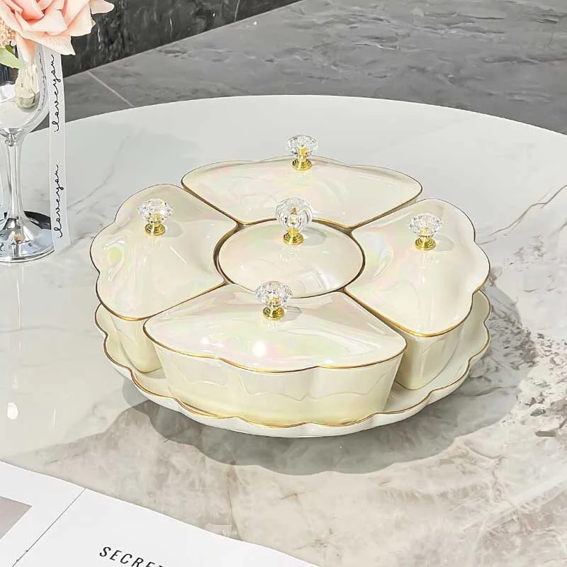 Premium Multi Compartment Ceramic Fruit Plate With Segmented Lid (5)