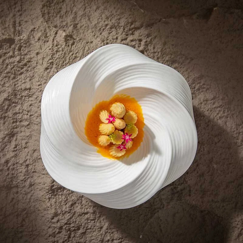 Pure White Swirl Shaped Ceramic Plate (4)