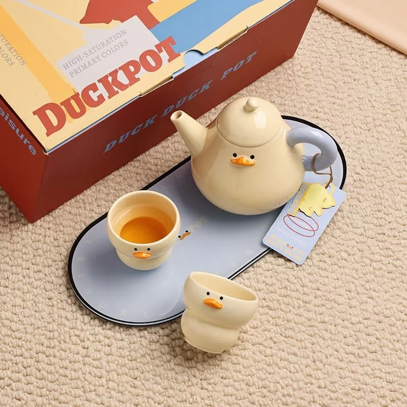 Quacky Delight Creamy Duck Ceramic Tea Set (3)