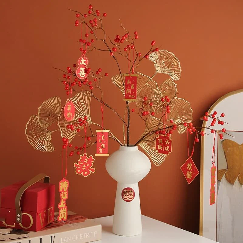 Red & White Ceramics For Wedding Décor – Double Happiness Vase (1)