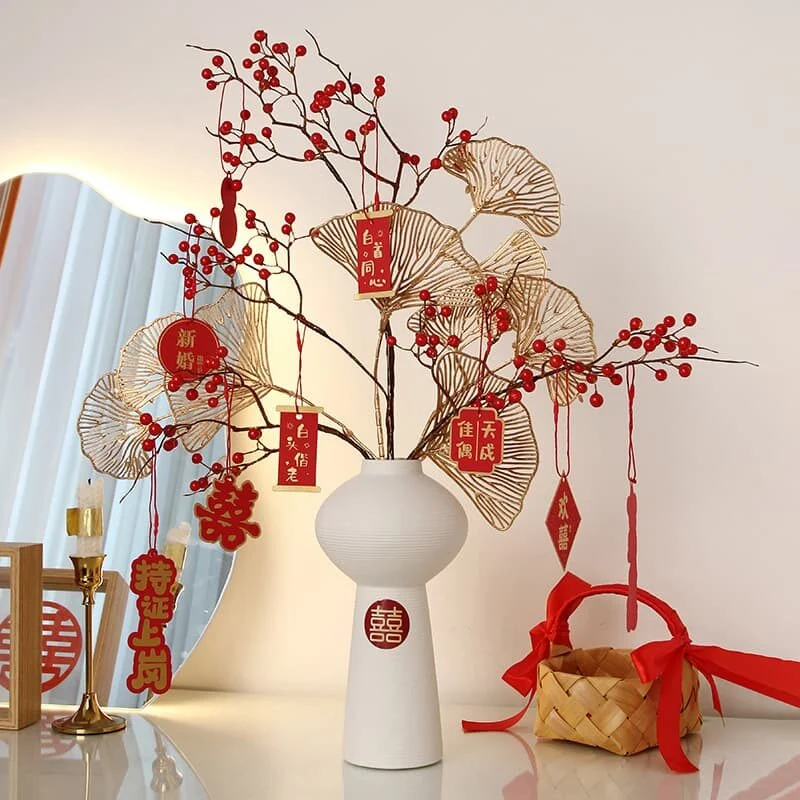 Red & White Ceramics For Wedding Décor – Double Happiness Vase (2)