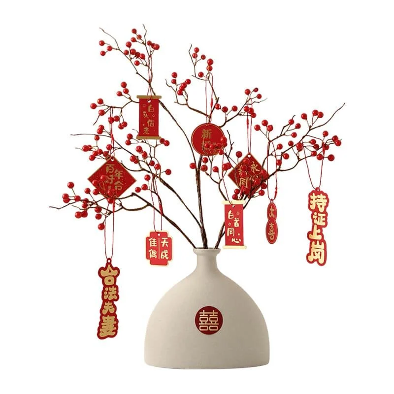 Red & White Ceramics For Wedding Décor – Double Happiness Vase (4)