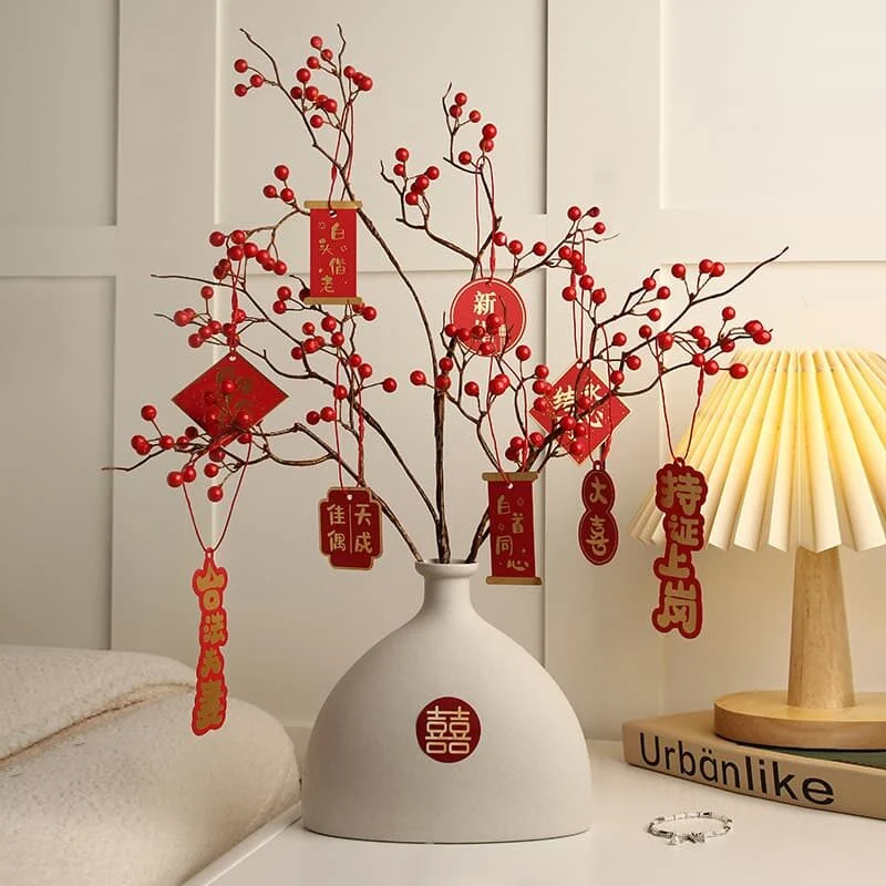 Red & White Ceramics For Wedding Décor – Double Happiness Vase (5)