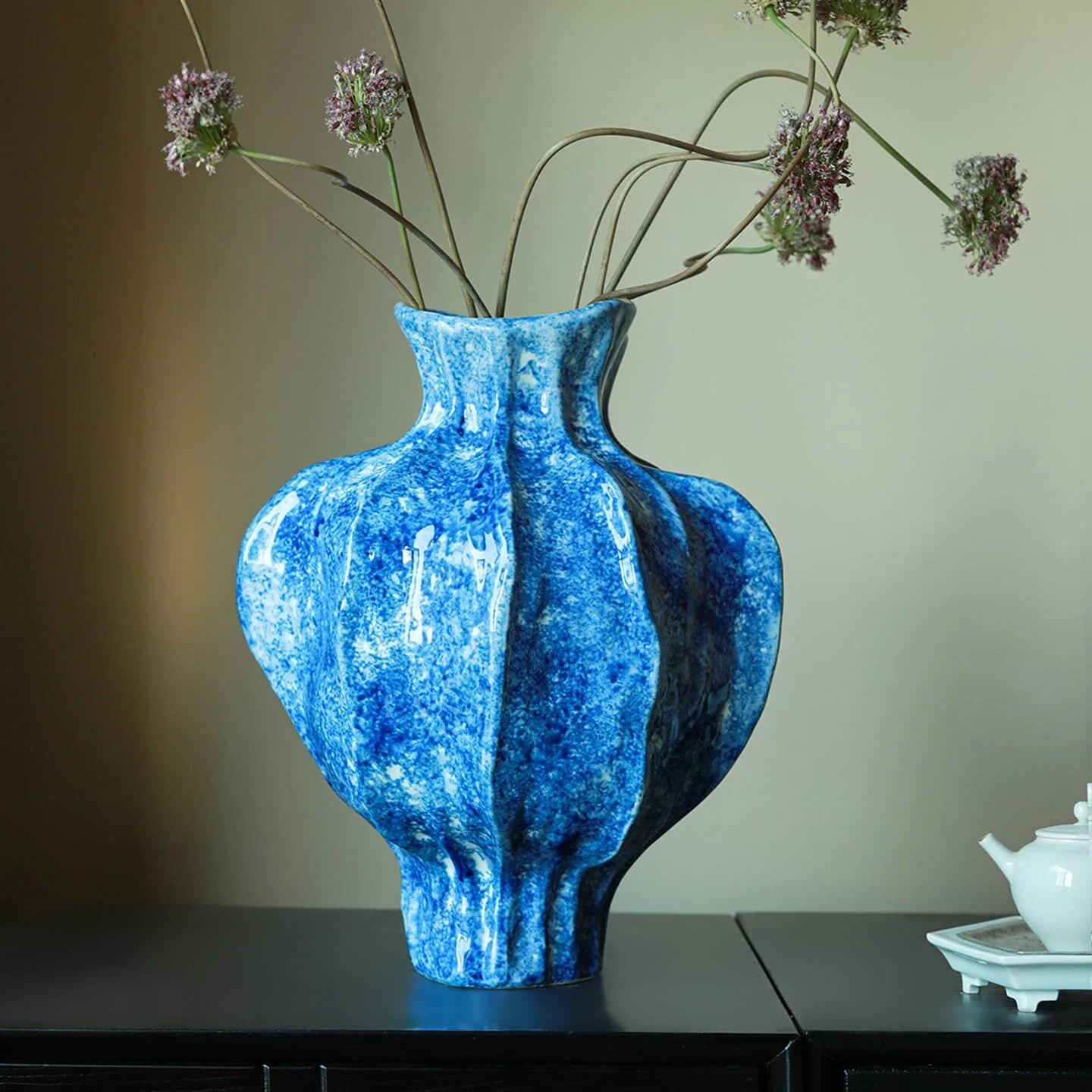 Retro Blue Starfruit Porcelain Vase (5)