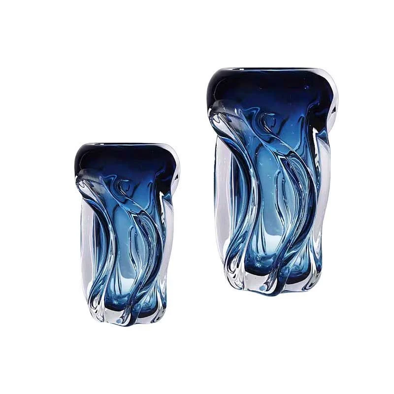Ripple Design Blue Glass Vase (4)