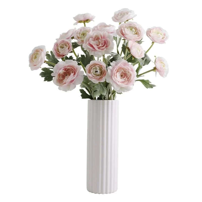 Roman Column Ribbed Ceramic Vase – Modern Elegant Décor (1)