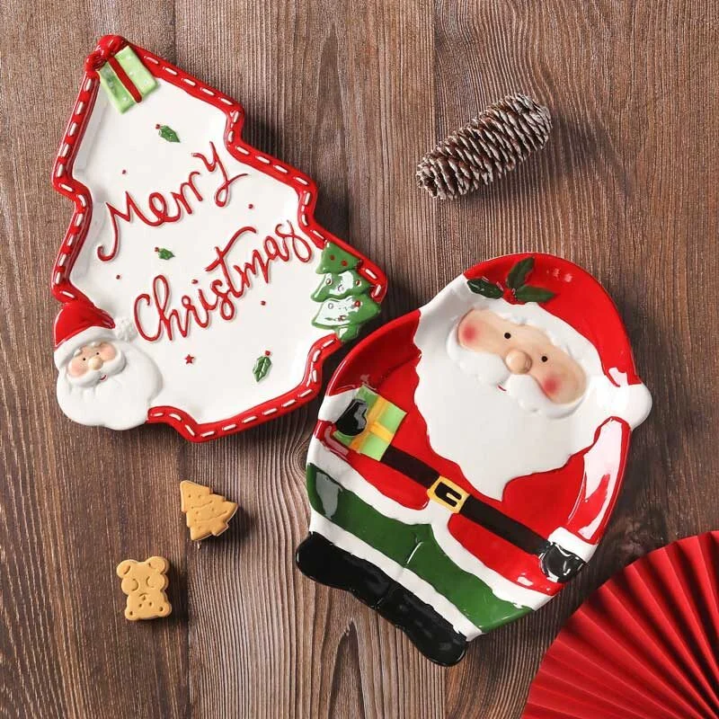 Santa Claus Shaped Ceramic Plate – Festive Holiday Tableware (1)