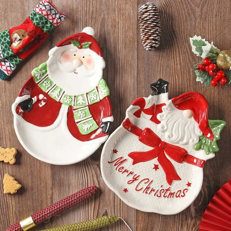 Santa Claus Shaped Ceramic Plate – Festive Holiday Tableware (2)