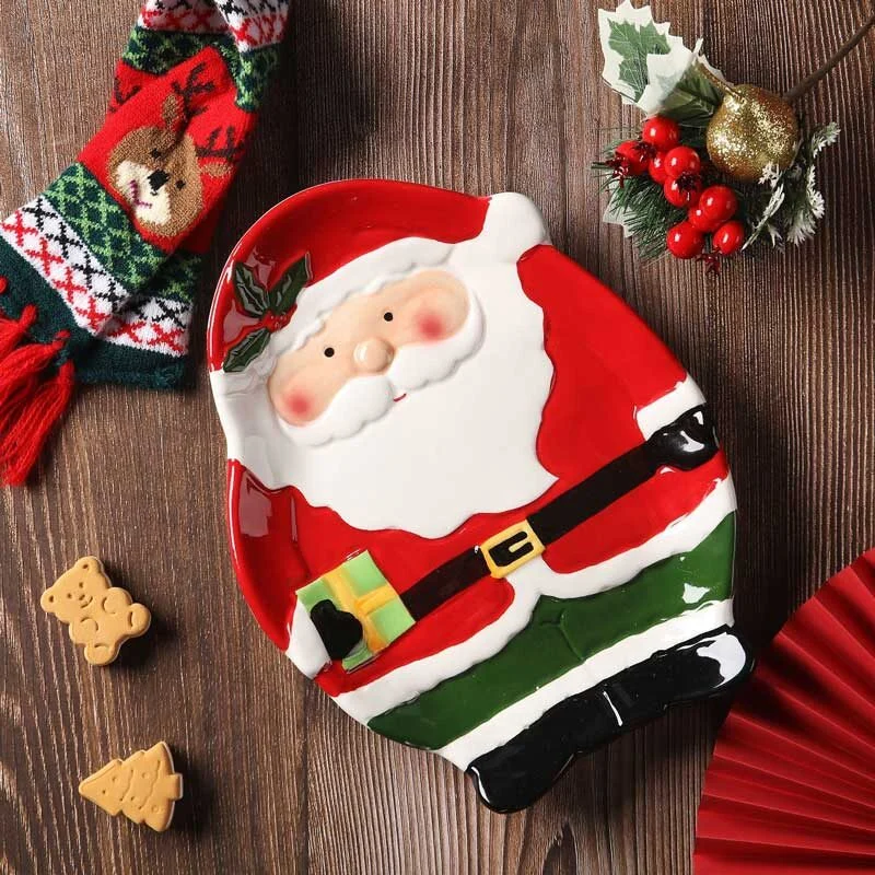 Santa Claus Shaped Ceramic Plate – Festive Holiday Tableware (3)