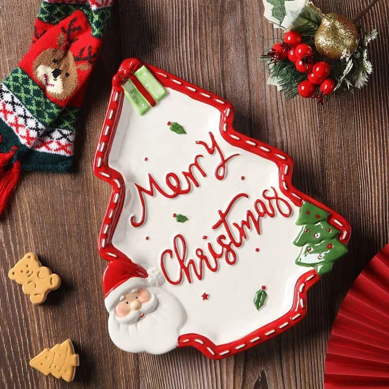 Santa Claus Shaped Ceramic Plate – Festive Holiday Tableware (4)