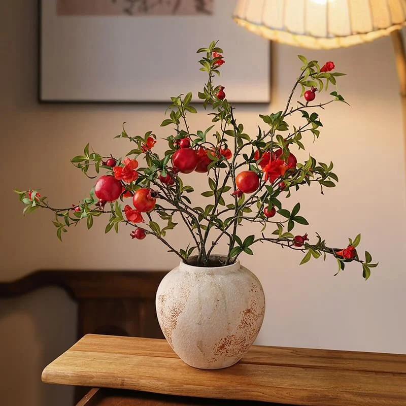 Shirota Wabi Sabi Wide Mouth Vintage White Ceramic Jar Vase (2)